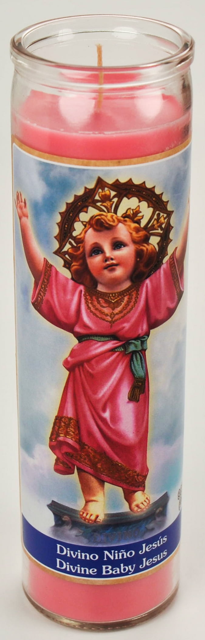 Prayer Candle Divine Child Pink Wax, 8 Inch