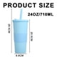 thumbnail image 2 of Vaso de plástico plano de 24 onzas, sin BPA, vaso reutilizable de gran tamaño con tapa y pajita., 2 of 5
