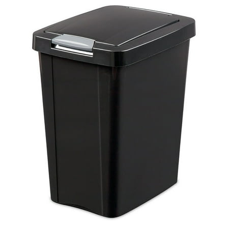 Sterilite 10439004 7.5 Gallon TouchTop Wastebasket with Titanium Latch, Black