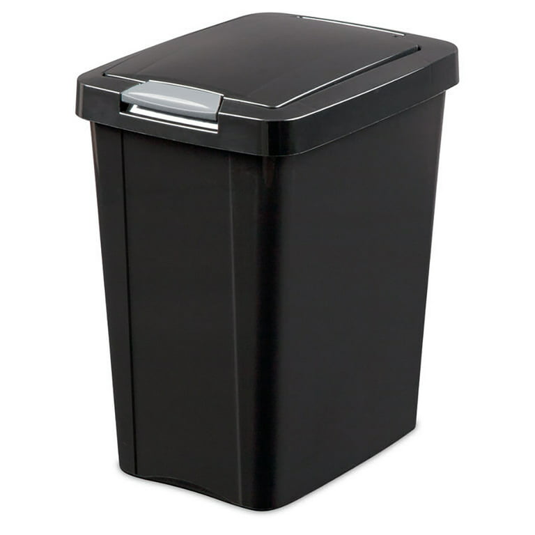 Sterilite 10439004 7.5 Gallon TouchTop Wastebasket with Titanium Latch,  Black 