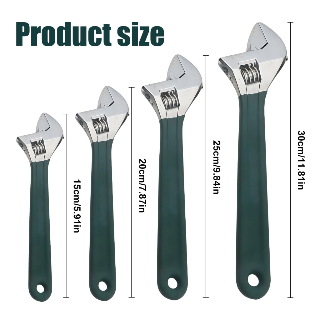 Nonslip Rubber Coated Adjustable Wrench For Mechanical Work Maintenance Assembly