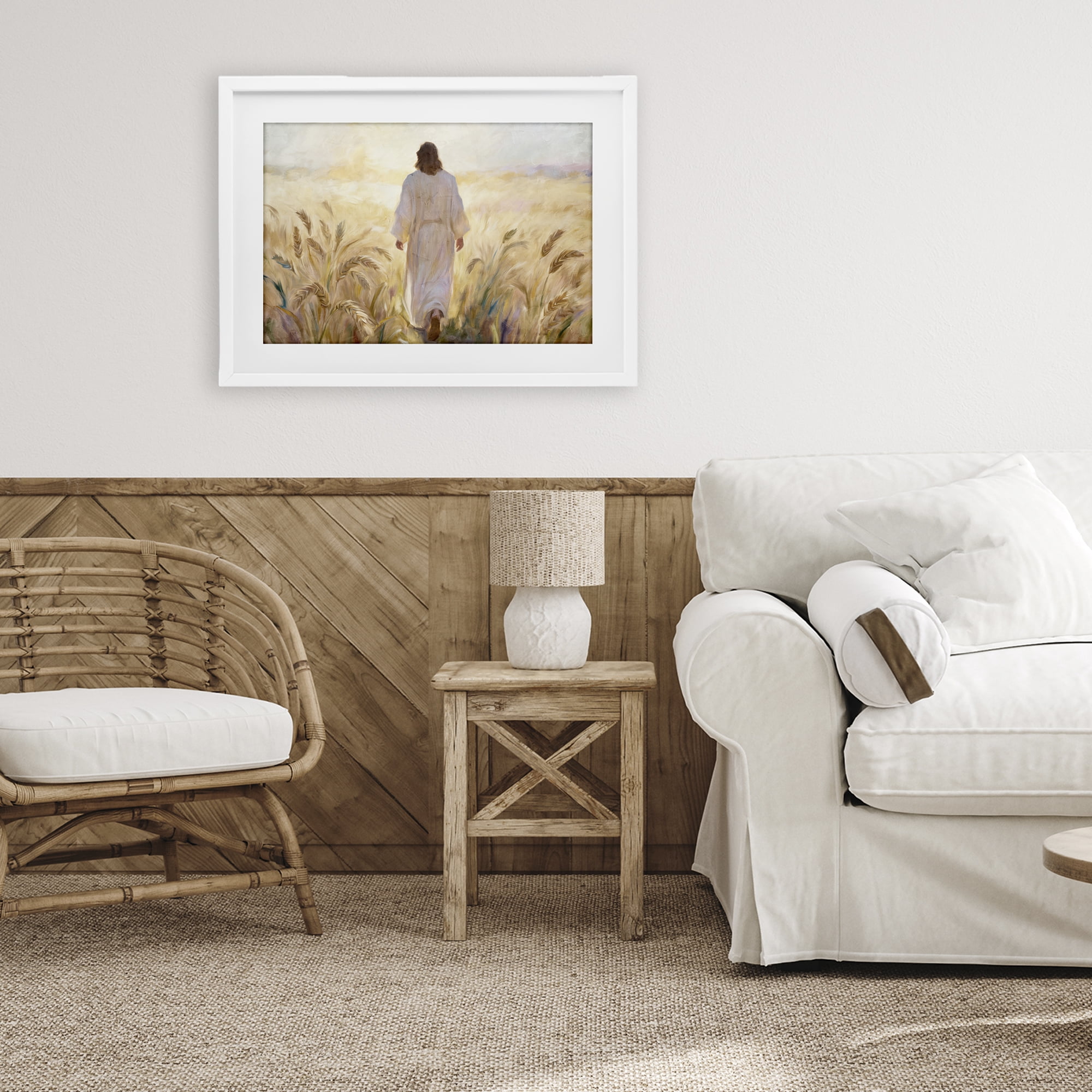 Stupell Industries In His Steps Walking Faithfully White Framed Print Under Glass, design by Kim Allen