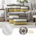 thumbnail image 6 of Yellow Morocco Outdoor Waterproof Pillow Covers, Geometric Grey Stripes Modern Decorative Rectangle Throw Pillowcase Sofa Cushion Sham for Patio/Couch/Chair, 20"x12" 2 Pack, 6 of 8