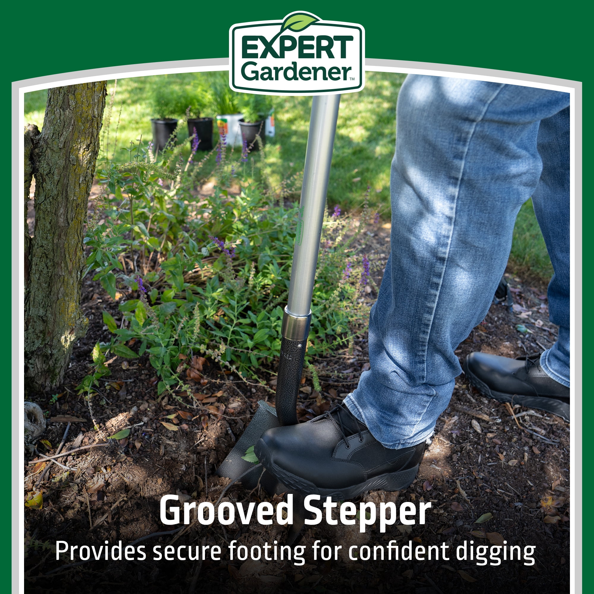 Expert Gardener Fiberglass Long Handle Digging Shovel with Comfort End Grip