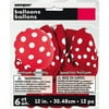 12" Latex Ruby Red Polka Dot Balloons, 6ct