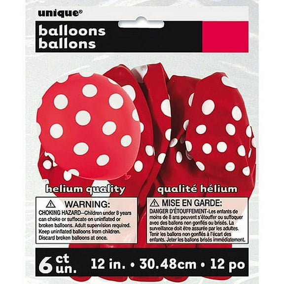 Latex Polka Dot Balloons, 12in, 6ct
