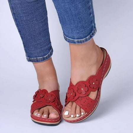 

Women s Ladies Fashion Casual Floral Sandals Wedges Shoes Outdoor Slippers