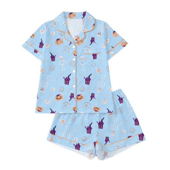 Halloween Pajamas Halloween Graphic Short Sleeve Pajamas for Women Set