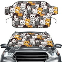 Xoenoiee Cat Print Car Windshield Snow Ice Cover, Folding Automobile Windshield Frost Cover Car Accessories Fits for Most Standard Vehicles, SUV