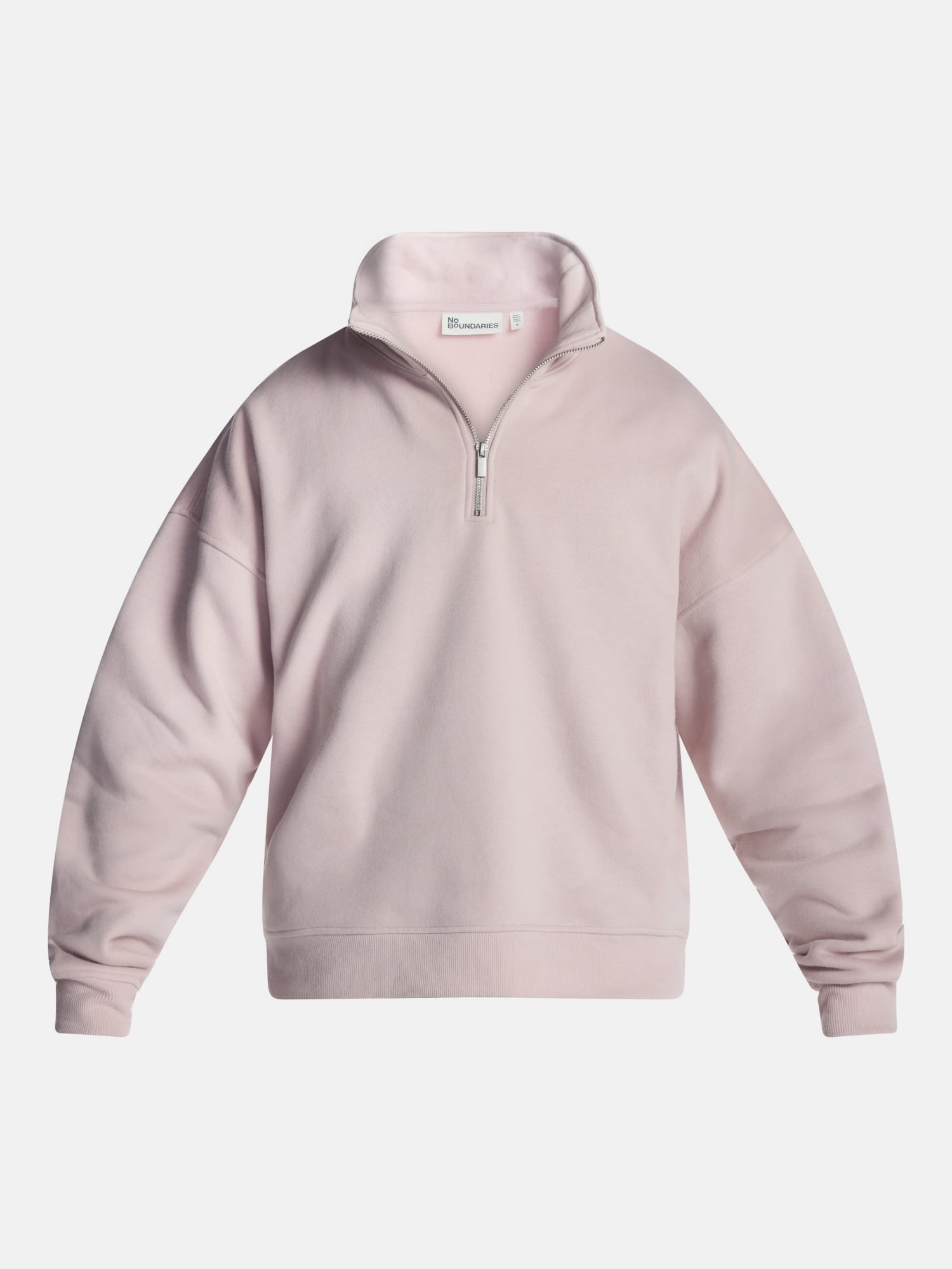 No Boundaries Boxy Fit Quarter Zip Fleece Sweatshirt with Long Sleeves, Men's XS-4XLT