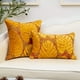 thumbnail image 4 of Funda de almohada Alerfa con bordado de hojas de terciopelo cortado, 45 x 45 cm, naranja, 4 of 7