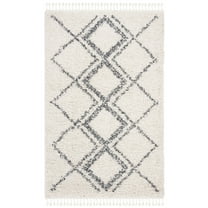 SAFAVIEH Pro Lux Emmeline Geometric Shag Area Rug, Cream/Blue, 5' x 8'