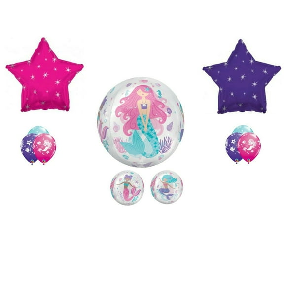 Mermaid Bubble Happy Birthday party Shower balloons Decoration Supplies 9 pieces
