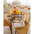 thumbnail image 4 of Round Fitted Tablecloths Cute Squirrel Fall Tree Deciduous Waterproof Table Cover for Kitchen Dining Party Orange Buffalo Plaid Retro Linen,55"-60", 4 of 6