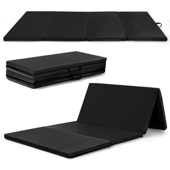 Gymax 8' x 4' x 2'' Folding Gymnastics Tumbling Mat Thickened Exercise Mat Black