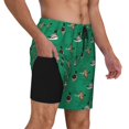 thumbnail image 2 of Naloa Duck Mallard Flying Pose Print Men Swim Trunks with Compression Liner ,Board Shorts,Men's Swim Shorts with Drawstring and Elastic Waistband-Medium, 2 of 6