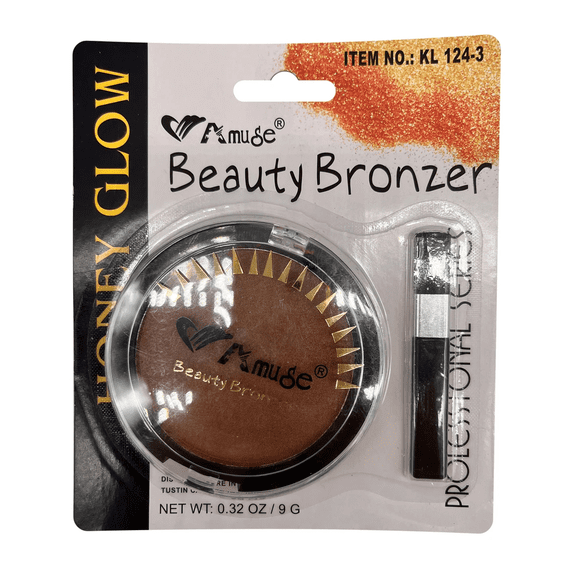 Bronzer with Applicator Brush in Honey Glow Shade, Long Lasting, Sun Kissed Finish, Easy Blending for Natural Contour, Radiant Glow for All Skin Tones, Makeup Essential, Travel Friendly