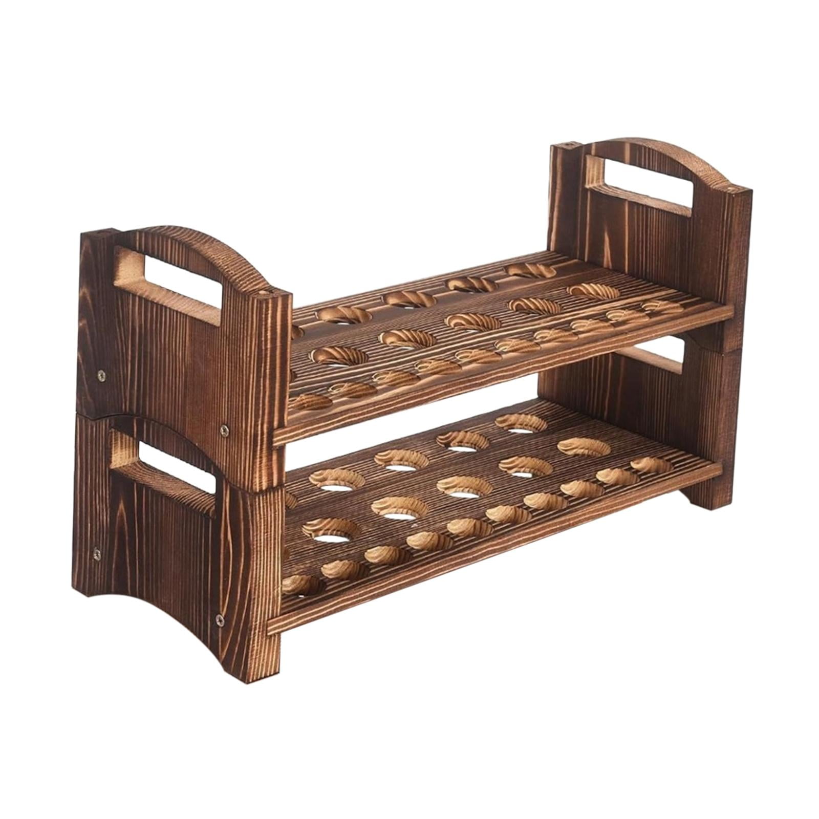 Egg Storage Holder Wooden Egg Shelf Stackable Tray Grooved Design for Pantries Kitchens Freezers Restaurants