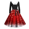thumbnail image 4 of Christmas Dresses for Women Women's Casual And Fashionable Long Sleeved V-neck Print Matching Zipper Dress with Fur and Christmas Tree for Holiday Party,Vermilion,2XL, 4 of 4