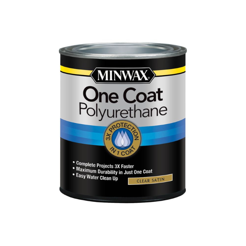 Minwax One Coat Polyurethane, Satin, Clear, 1 Quart Wood Finish
