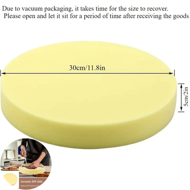 Ceramic Round Sponge Pad 30/35cm - High Absorption Pottery Tool for Clay Molding & DIY Board Support