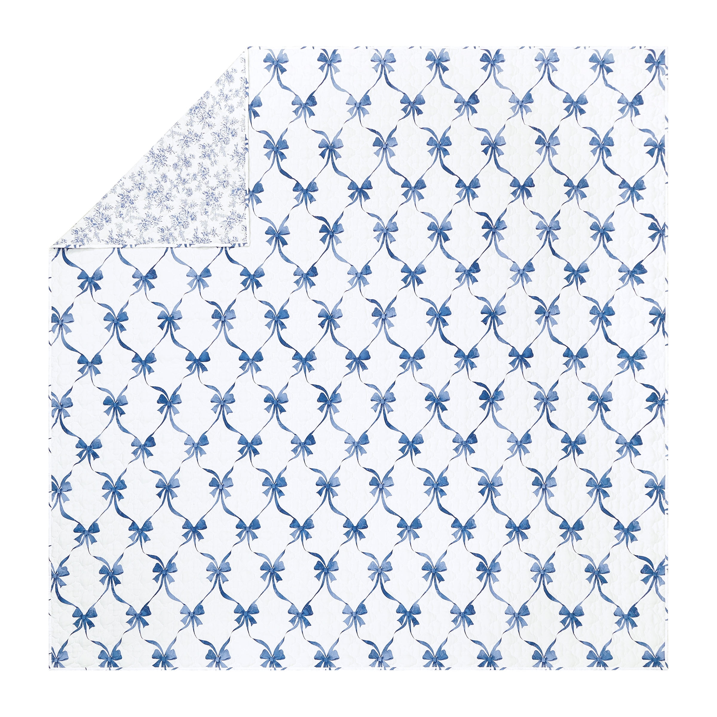 Modern Heirloom Abigail Bow Blue 2-Piece Quilt Set, Twin, All Ages