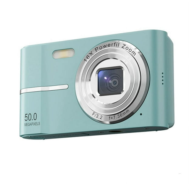 Cámara digital retro de 2,4 pulgadas, 4K HD, pequeña, portátil, CMOS, minicámara de 50 MP, zoom 16x, grabadora de vídeo, color verde