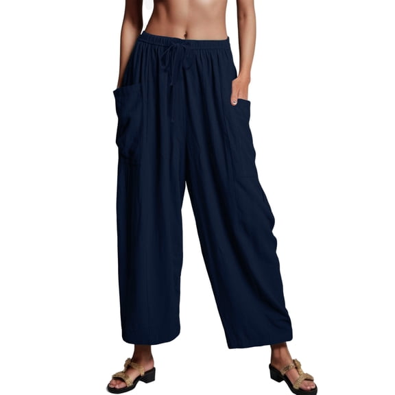 Sngxgn Women's Casual Loose Wide Leg Cozy Pants Sweatpants Comfy Drawstring High Waisted(Blue,XXL)