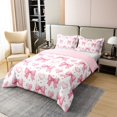 thumbnail image 3 of Erosebridal Kawaii Bowknot 100% Cotton Comforter Cover King,Cartoon Love Heart Bedding Sets King Size,Cartoon Cute Decor,Reversible,3 Pieces(No Comforter), 3 of 6