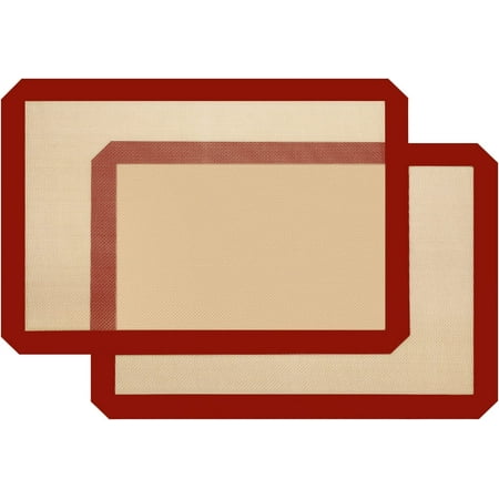 

Silicone Baking Mat Nonstick Baking Mat Set of 2 Reusable Bakeware Mats for Cookies Pastry Bread Bun Fondant - Red 30x40cm