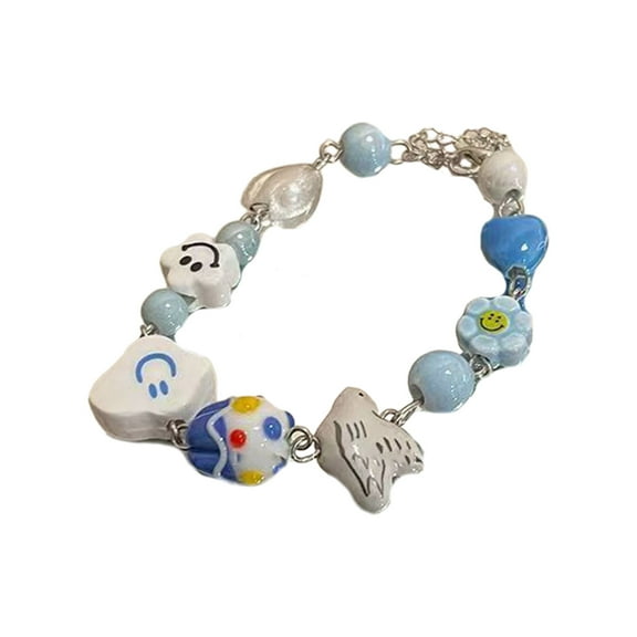 RUISINERY Playful Ceramic Charm Bracelets Colorful Beaded Wristwear Fashion Bangle Friendship Wristbands Jewelry for Girls
