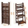 thumbnail image 2 of 4 Tier Wooden Ladder Shelf, Foldable Plant Stand for Indoor Outdoor, Sturdy Fir Wood Storage Rack for Garden Balcony Living Room, No Assembly Needed, Brown, 2 of 6
