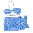 thumbnail image 3 of Ensemble Bikini 3 Pcs d'Été pour Femmes Soutien-Gorge Sans Manches à Nouer + String Imprimé Léopard + Jupe, 3 of 7