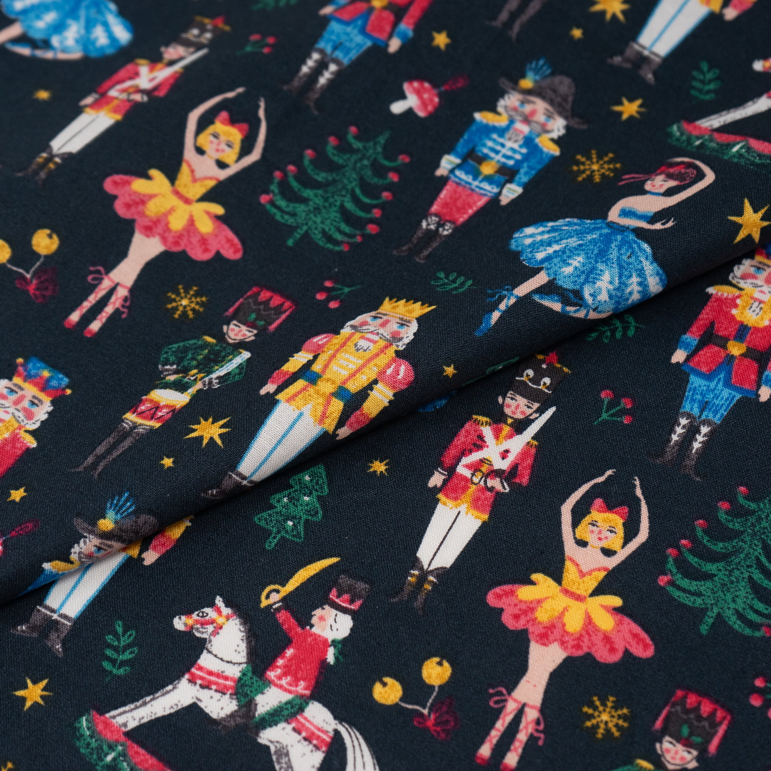Singer Print Fabric, 100% Premium Cotton, Christmas Nutcrackers On Navy, 3 Yards