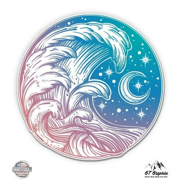 Wave Colorful - 3" Vinyl Sticker - For Car Laptop I-Pad Phone Helmet Hard Hat - Waterproof Decal