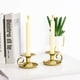 thumbnail image 5 of Bienvenido Candelabro cónico de hierro retro, juego de 2, candelabros dorados simples, soporte para velas para Halloween, Navidad, comedor, decoración del hogar, 5 of 6