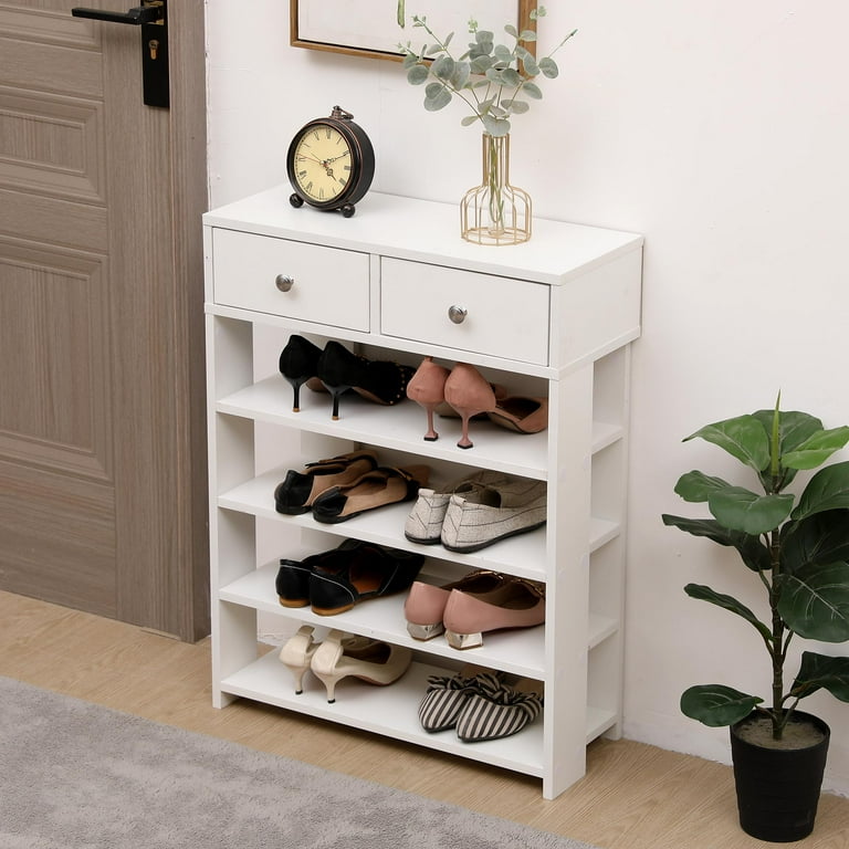 Storage Rack Storage Organiser in the Entryway Economical Home Shoe Rack Multi Layer Shoe Cabinet bring 2 drawers Very Suitable for Entrance Hallway White Walmart