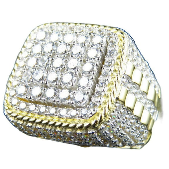 PULABO Mens Titanium Ring Wedding Band Cubic Zirconia MEN'S Hip Hop Ring Power Style Personalized Full Stones Ring Gift Box