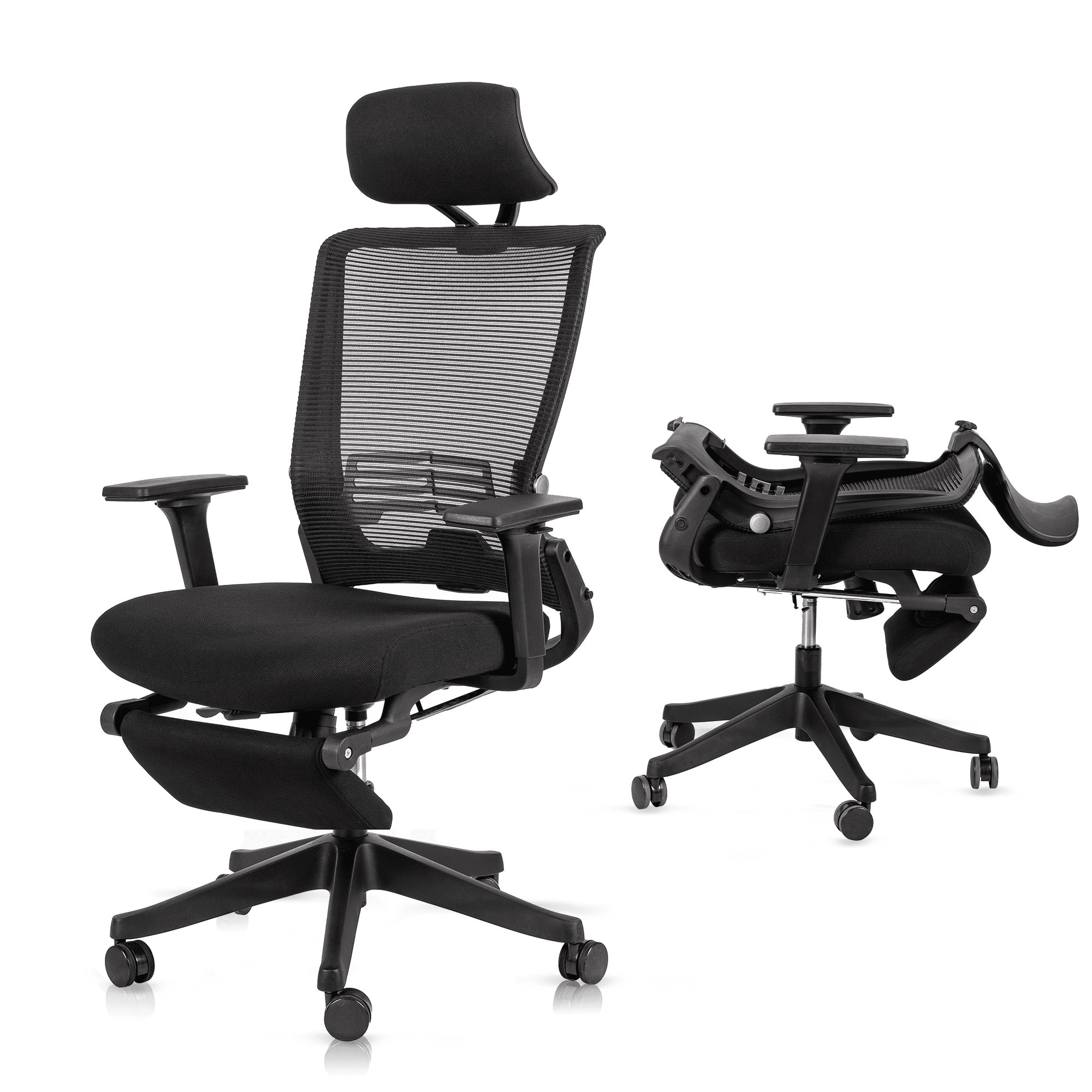 Hforesty Foldable Office Chair with Footrest, Ergonomic Mesh Office Desk  Chair, Comfortable Tilt Function Swivel Computer Office Chair, Lumbar  Support, 300lbs 