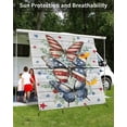 thumbnail image 3 of 4th of July RV Awning Sun Shade Screen 9'X7' Red Blue Stars Butterfly Mesh Sunscreen Eucalyptus Leaves Wood Grain Awning Shade Screen with Zipper UV Blocker Completed Kits for RV Motorhome Camper, 3 of 7