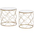 thumbnail image 1 of Set of 2 Nesting Table Coffee End Table Set Tempered Glass Gold, 1 of 10