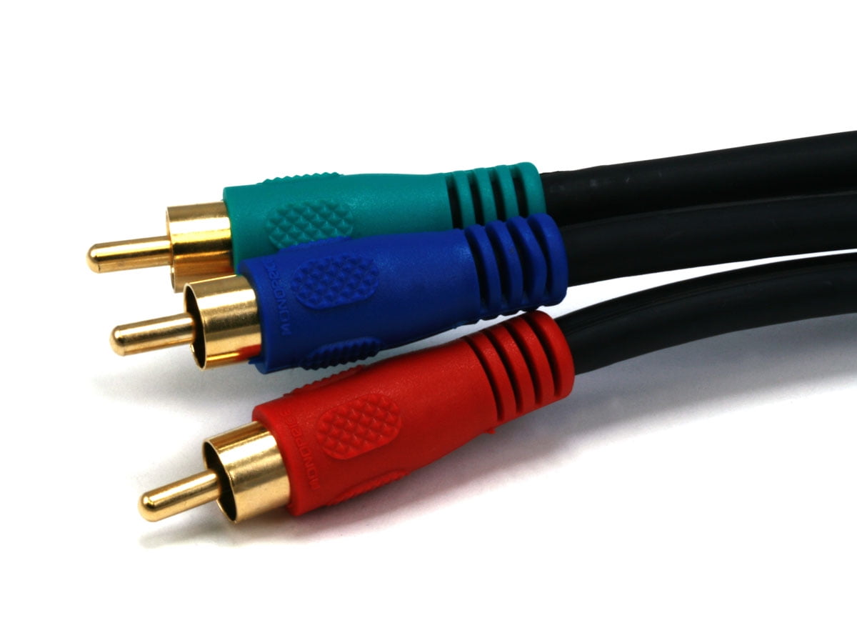 1.5ft 22AWG 3RCA Component Video Coaxial Cable (RG59/U) Black
