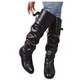 thumbnail image 4 of OKBOP Women's Knee High Boots, Round Toe Low Heel Faux Leather Winter, 4 of 5