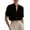 Black, variant on Linen Shirts for Women Short Sleeve Band Collar V Neck Button Up Summer Blouses Business Casual Office Work Shirts