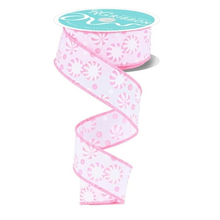 1.5" Peppermint Candies Ribbon: Pink (10 Yards)