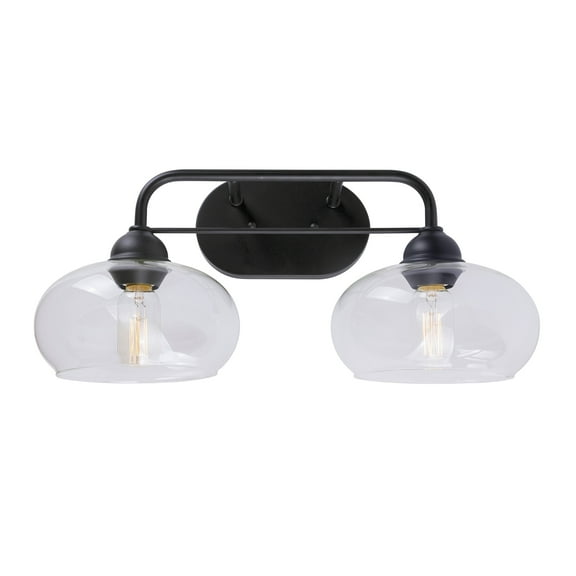 Cameron 2-Light Black Bath Light with Clear Glass