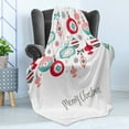 thumbnail image 4 of Christmas Soft Flannel Fleece Throw Blanket, Noel Season Holiday Elements in Colorful Various Geometric Size Forms, Cozy Plush for Indoor and Outdoor Use, 50" x 70", Multicolor, by Ambesonne, 4 of 5