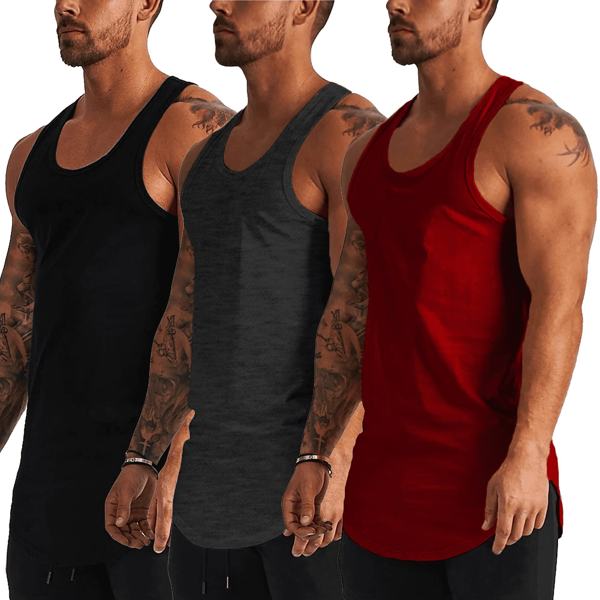 COOFANDY Men's 3 Pack Workout Tank Top Gym Muscle Tee Fitness Bodybuilding Sleeveless T Shirts