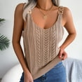 thumbnail image 5 of Wycnly Tank Tops for Women Sexy Slim Fit Knitted Hollowed Metal Strap Vest Summer Solid Round Neck Sleeveless Shirts Fashion Blouses Khaki m, 5 of 7