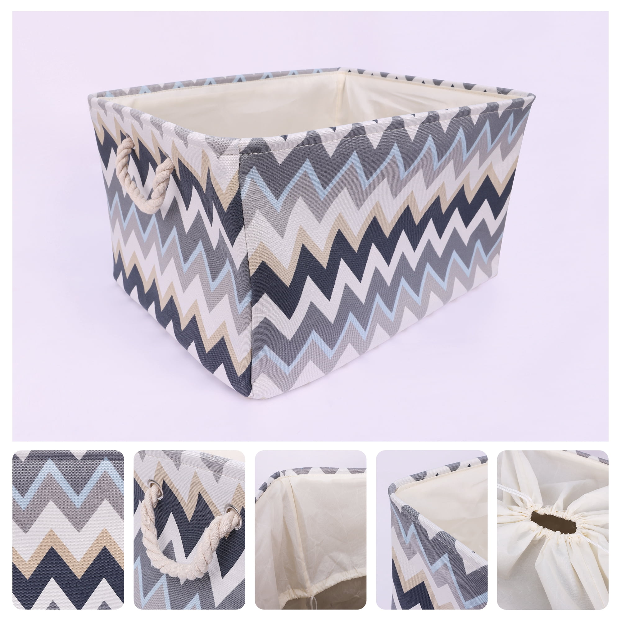 Unique Bargains Fabric Storage Cube Storage Bin Storage Basket Blue 19.5*19.5*16in